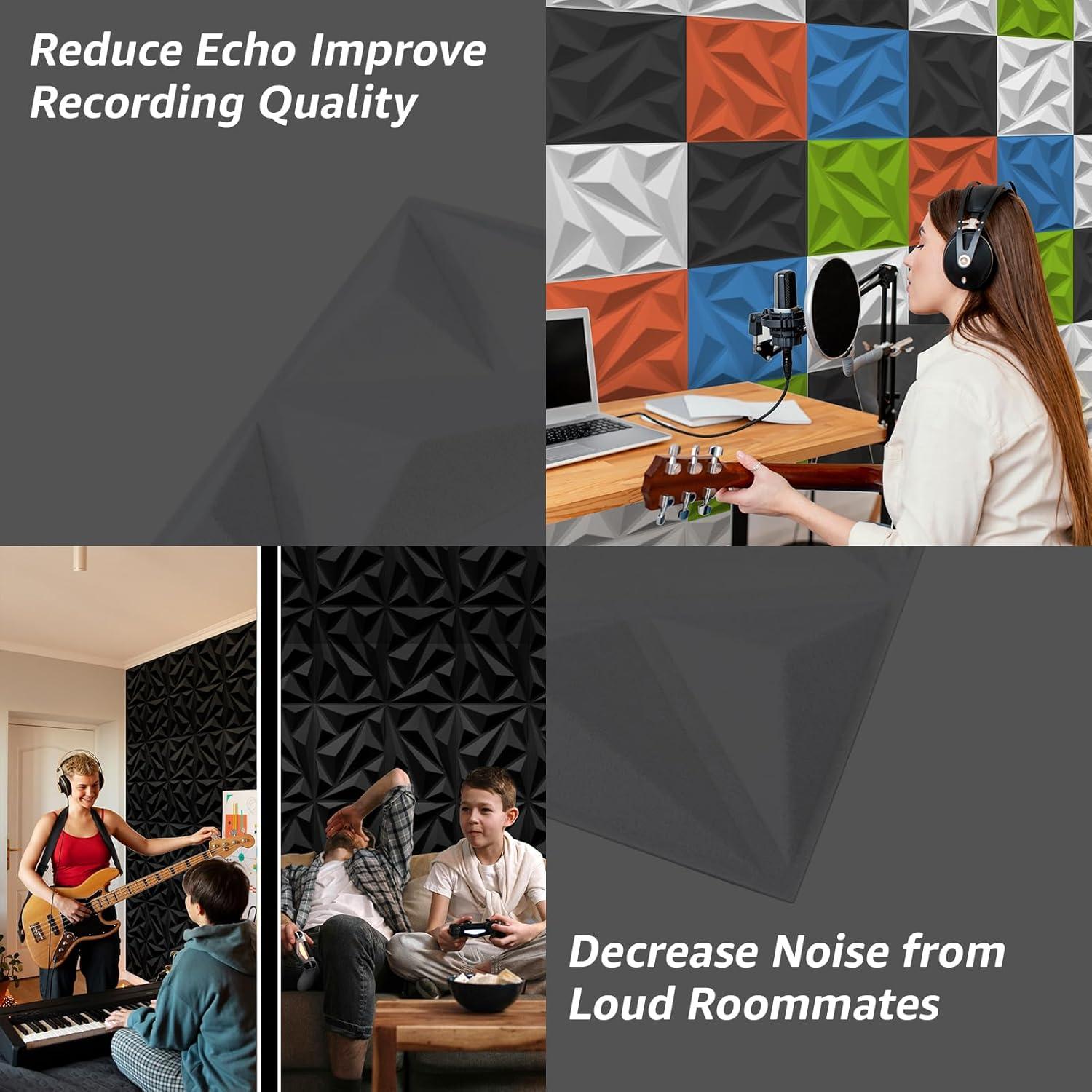 Paneles Acústicos Art3dwallpanels 20 Unidades 30.48x30.48cm Negro