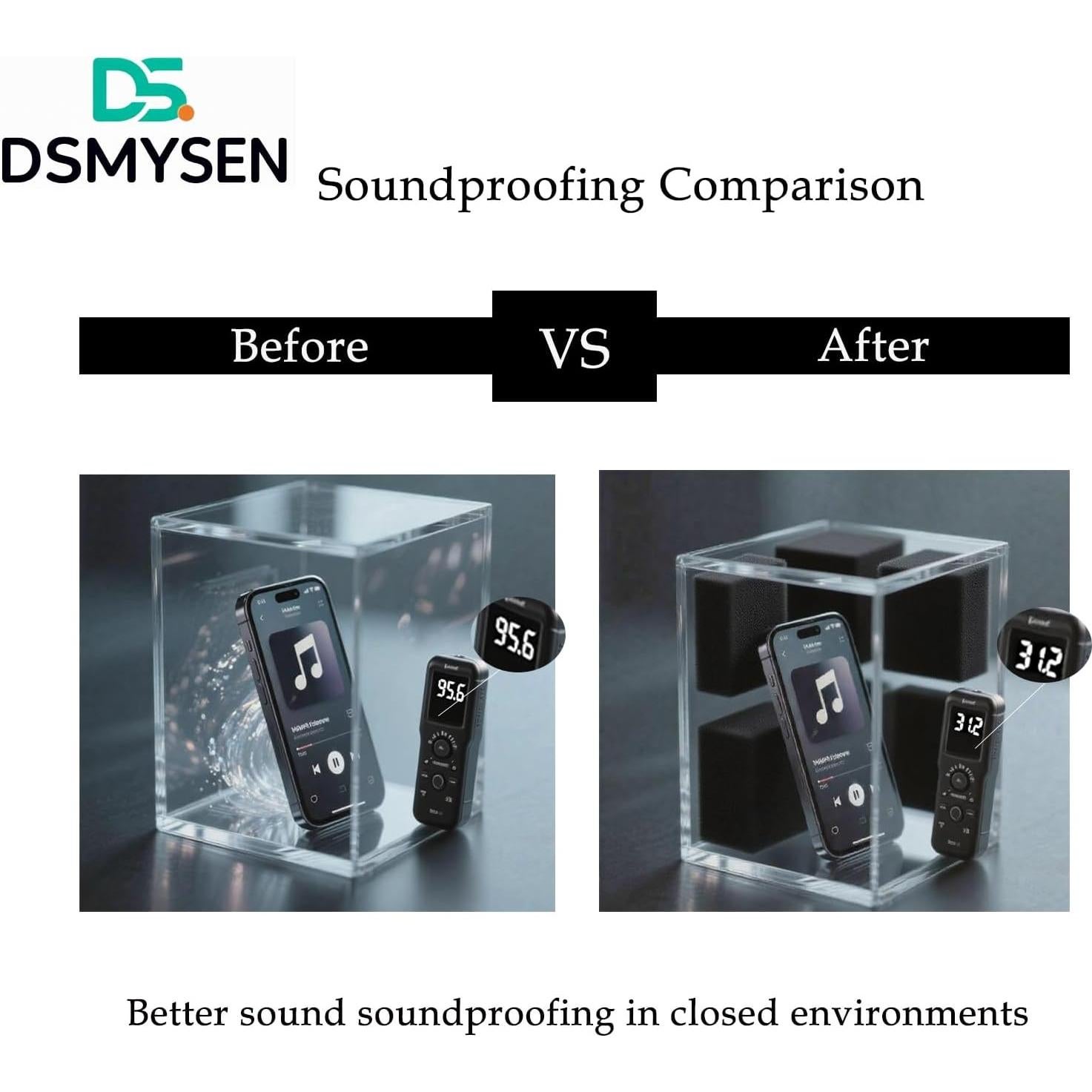 Paquete de 56 Paneles Acústicos DSMYDSEN 30.48x30.48 cm Negro