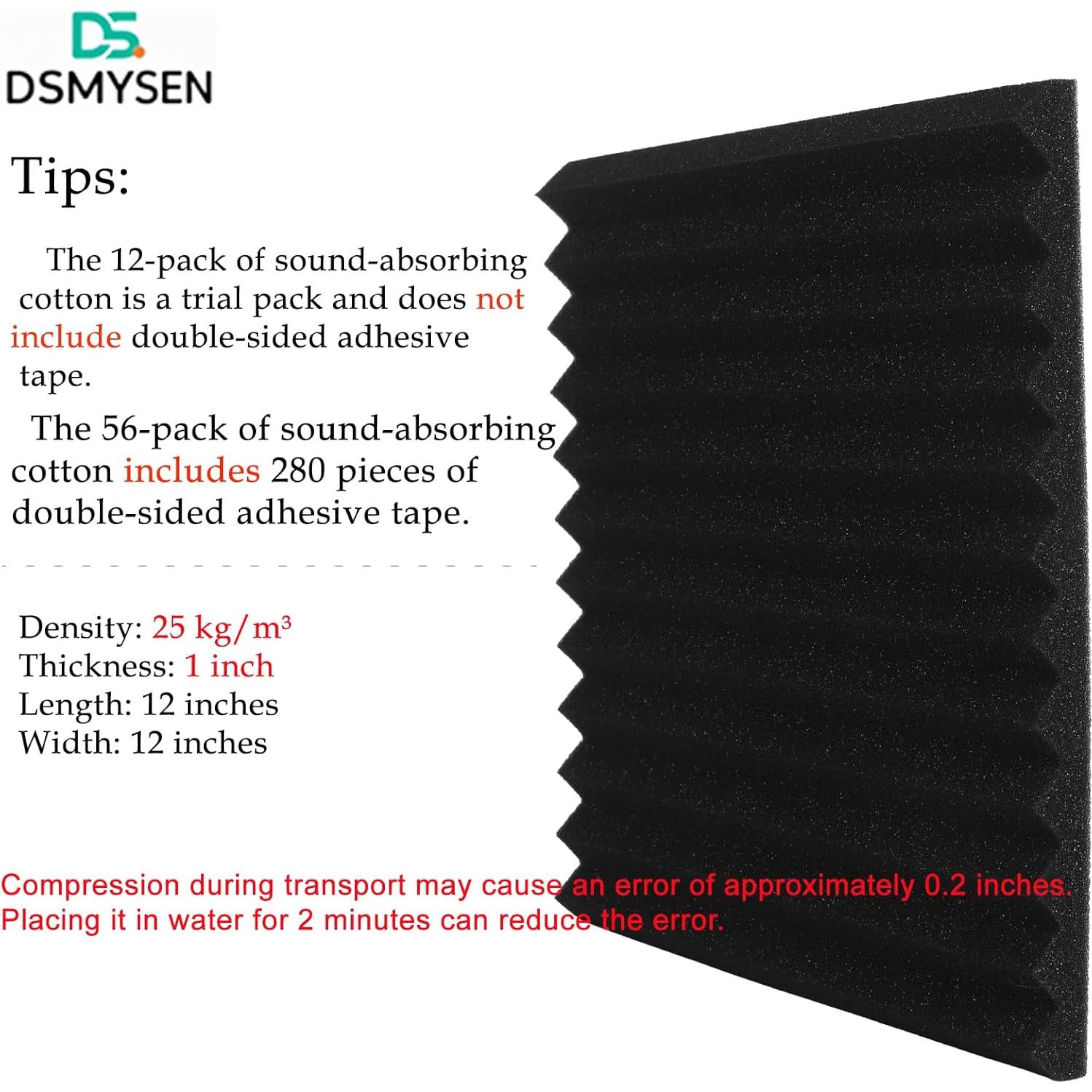 Paquete de 56 Paneles Acústicos DSMYDSEN 30.48x30.48 cm Negro