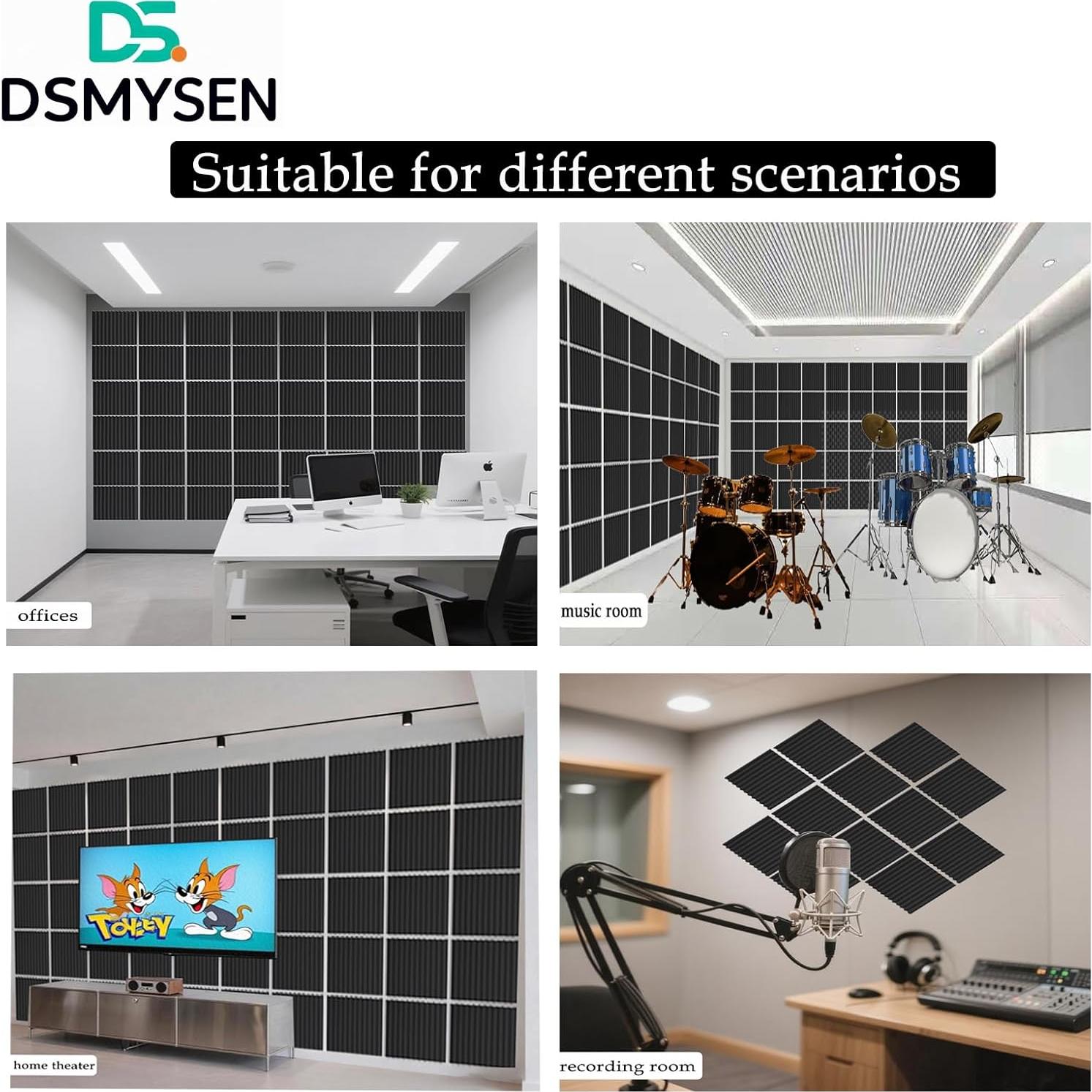 Paquete de 56 Paneles Acústicos DSMYDSEN 30.48x30.48 cm Negro