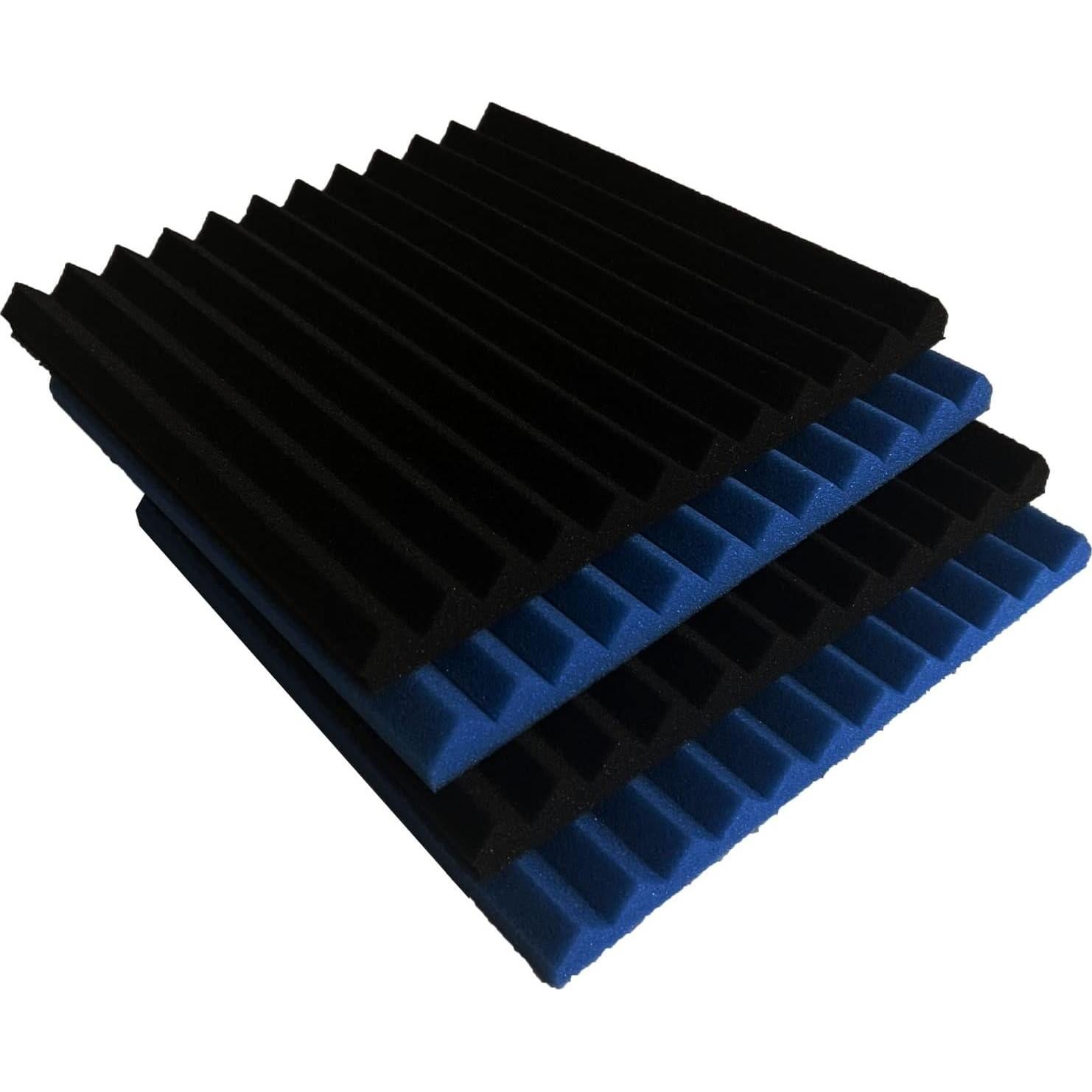 Pack 52 Paneles Acústicos Espuma Aislante 30x30 cm - 24 Azul + 24 Negro