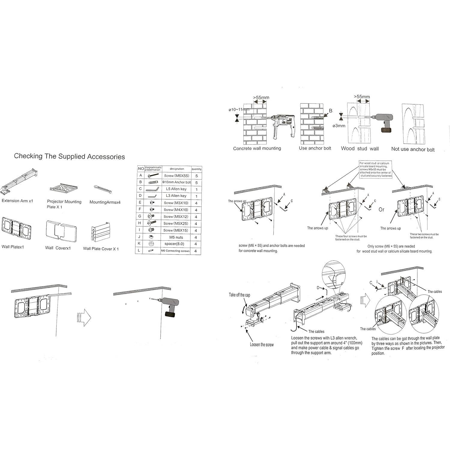 Soporte de Pared para Proyector N/C Telescópico Ajustable 10kg