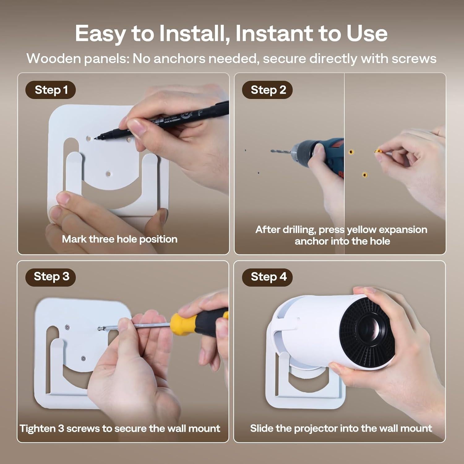 Soporte de Techo para Proyector Boldever HY300 Pro Blanco