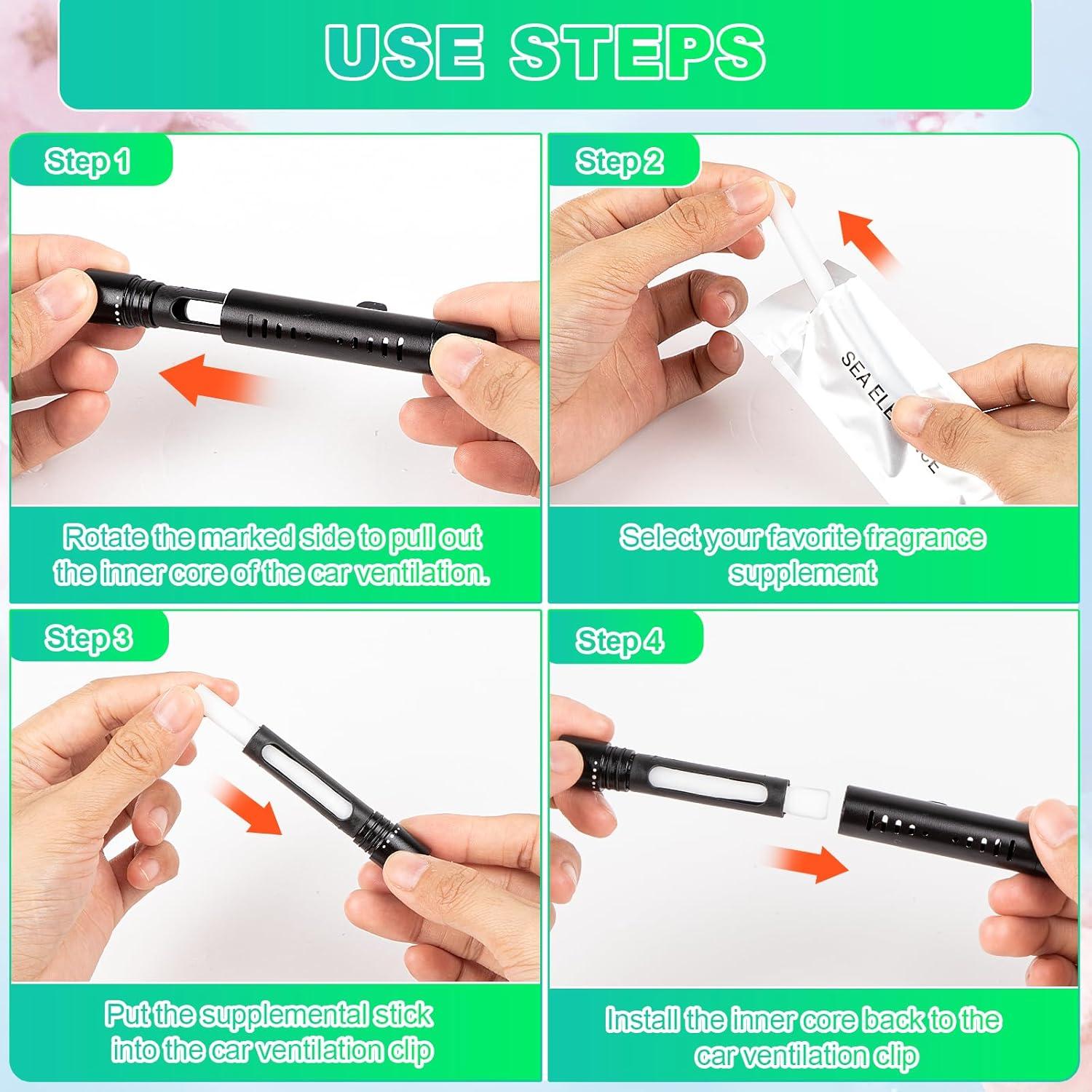 Paquete de 4 Clips Difusores Aromatizantes Auto Negro