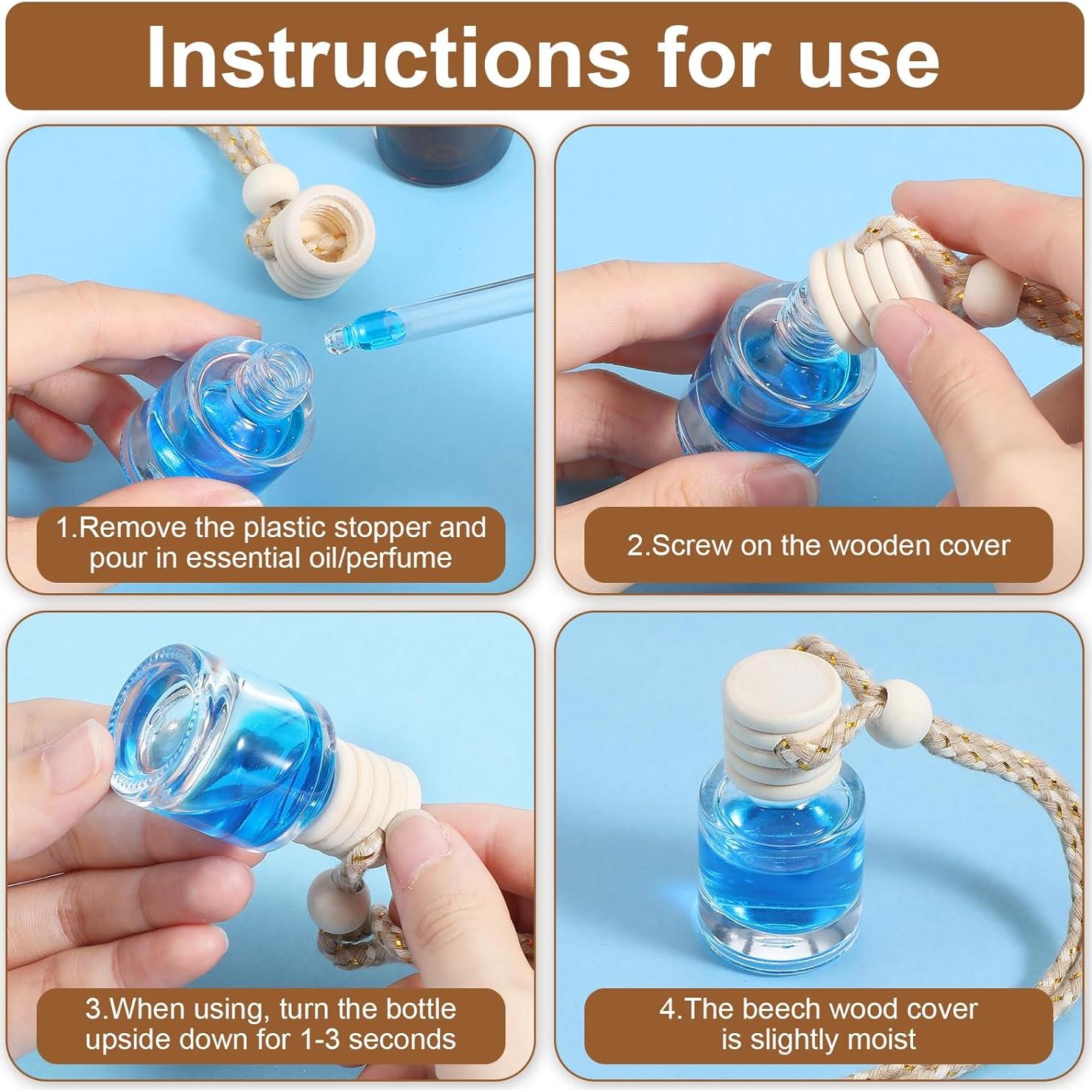 30 Botellas de Vidrio 8ml Difusor de Aire Fresco para Coche