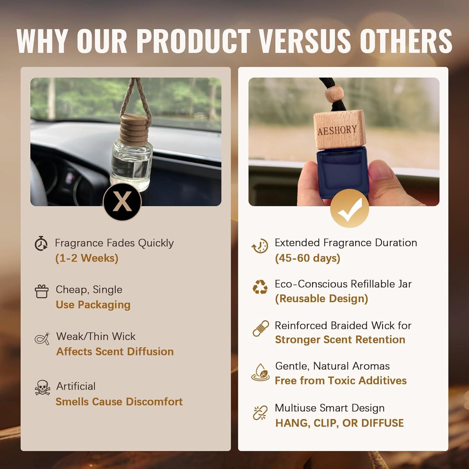 Ambientador de Auto Aeshory Colgante 3 Pack - Sándalo, Teakwood y Colonia