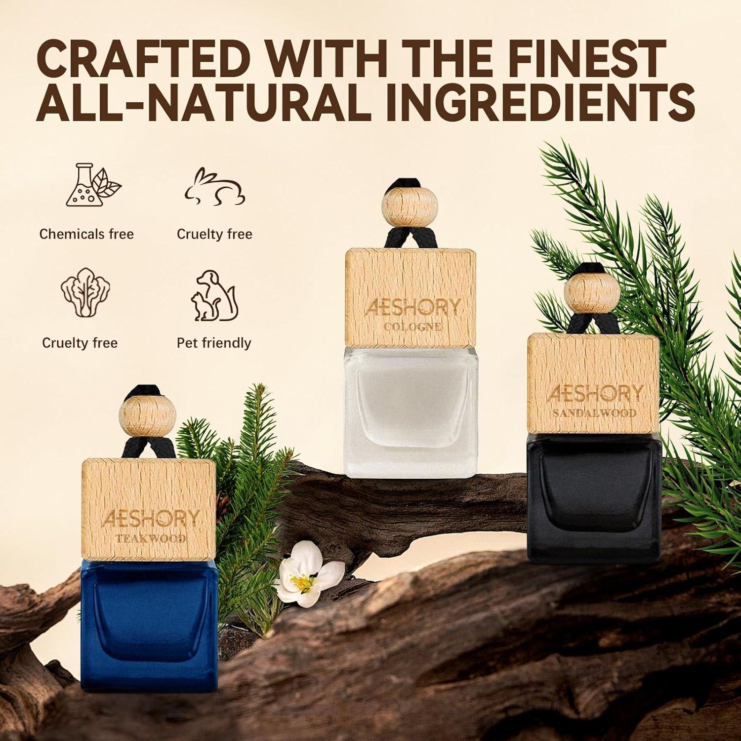 Ambientador de Auto Aeshory Colgante 3 Pack - Sándalo, Teakwood y Colonia