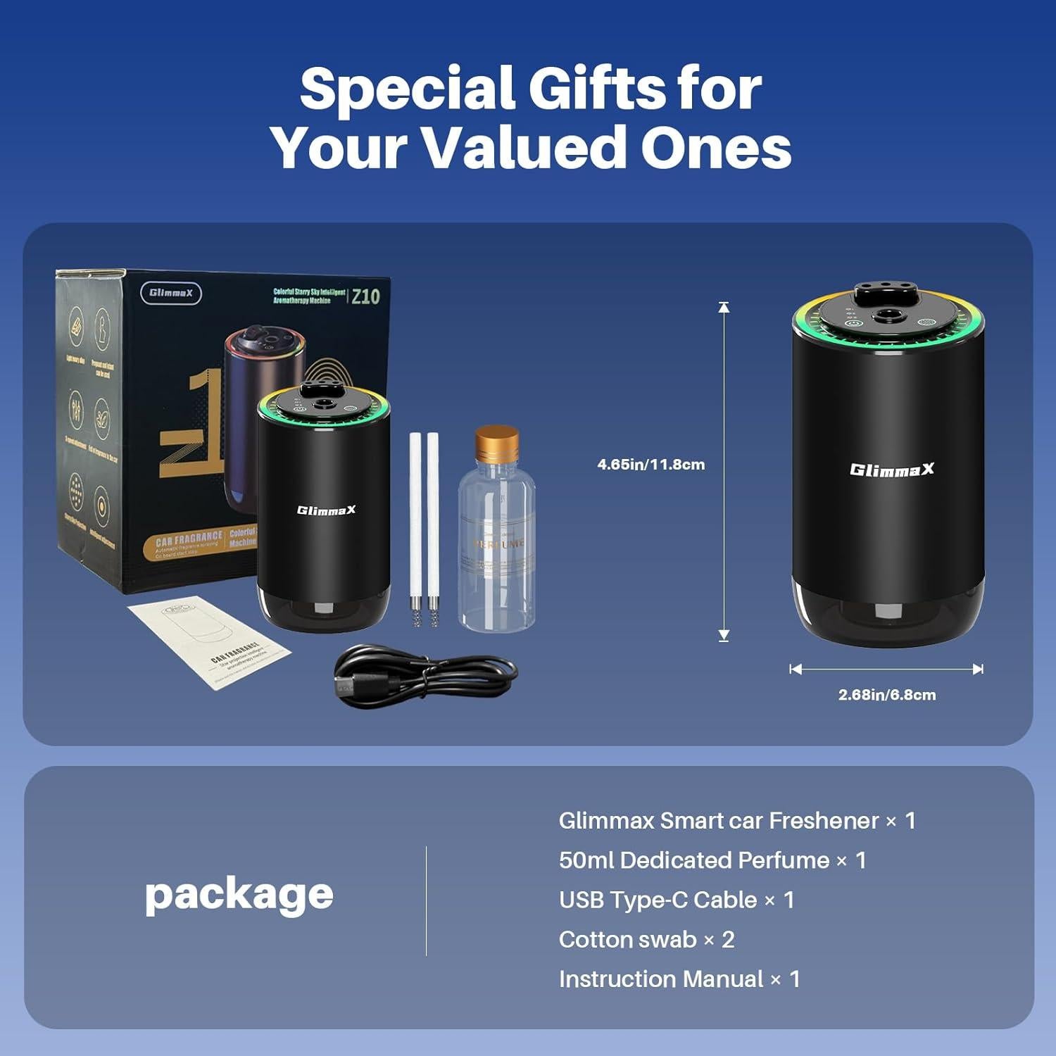 Ambientador de Aire Inteligente GlimmaX Negro 50ml con Nebulización AI