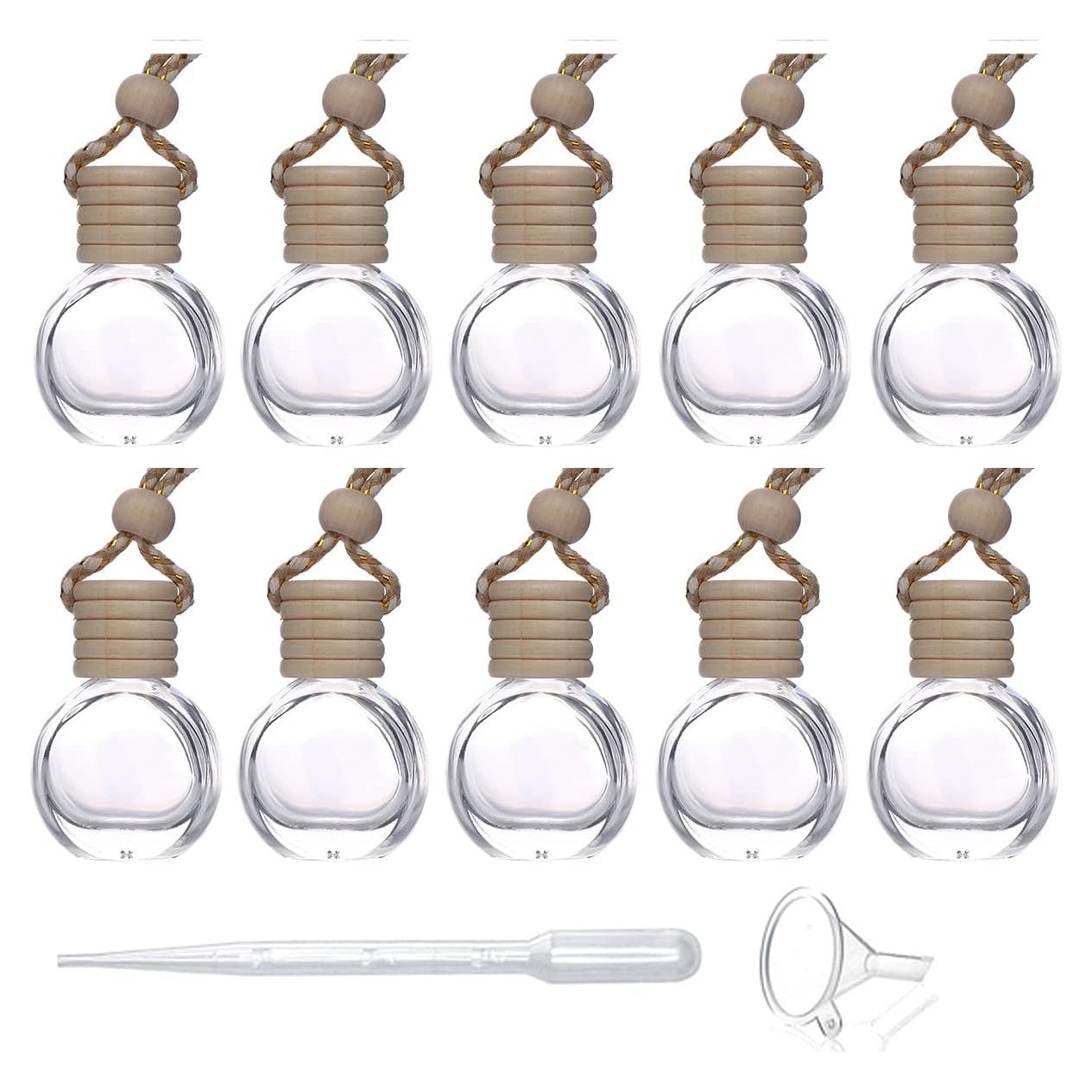 10 Botellas de Perfume Colgantes 8ml USRommaner con Tapa de Madera