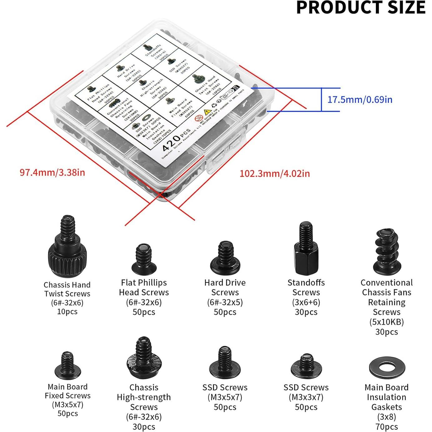 Kit de Tornillos para Computadora 420 Pcs WJLSKJ - Reemplazo y Reparación