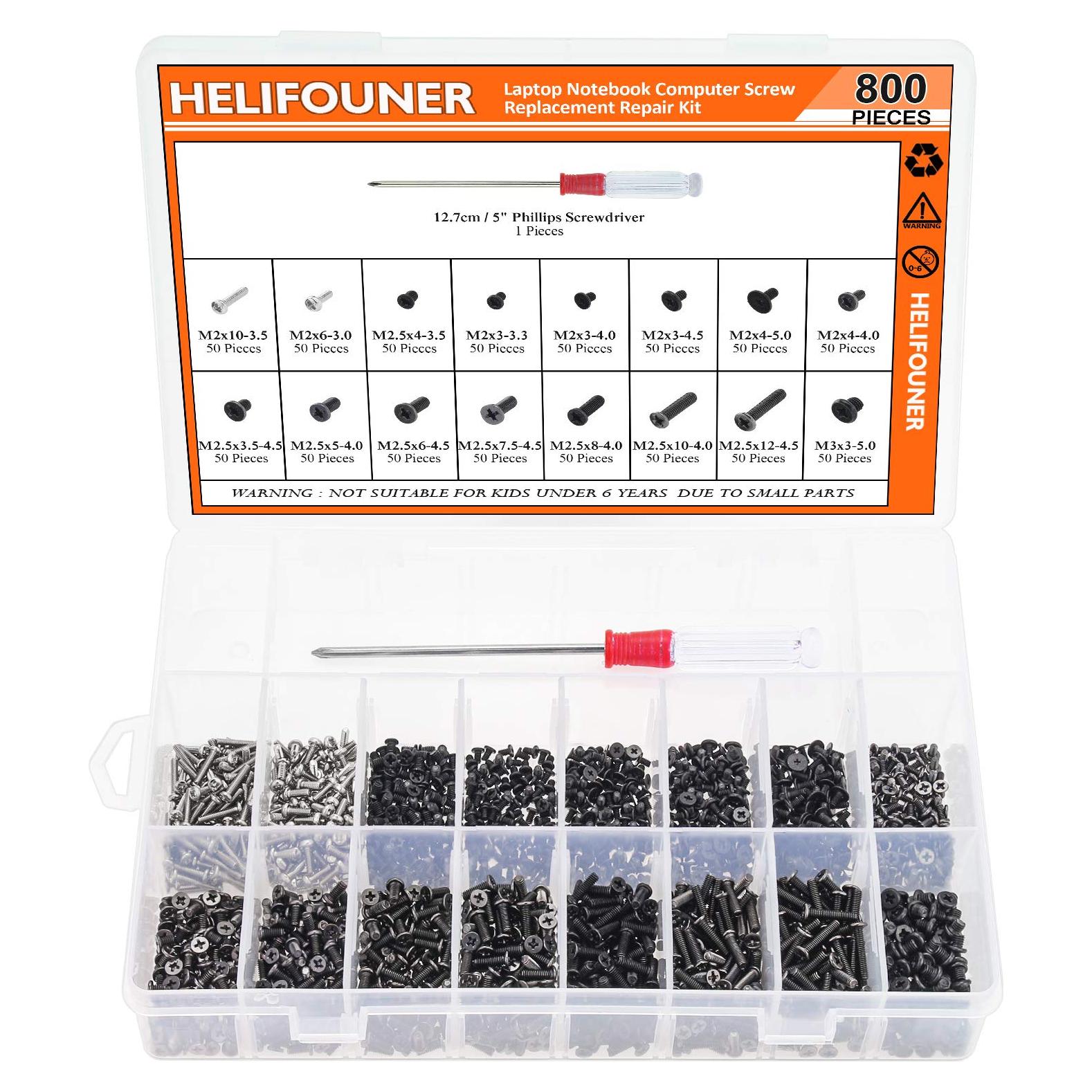 Kit de Tornillos de Reemplazo HELIFOUNER 800 Piezas para SSD y Electrónica