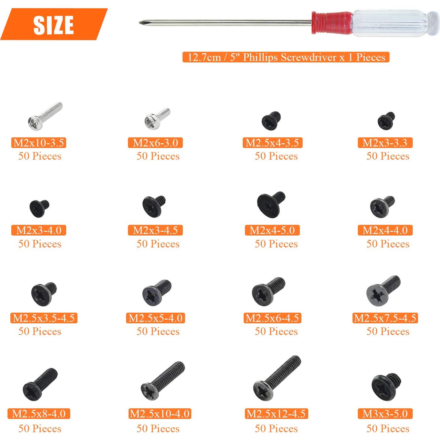 Kit de Tornillos de Reemplazo HELIFOUNER 800 Piezas para SSD y Electrónica