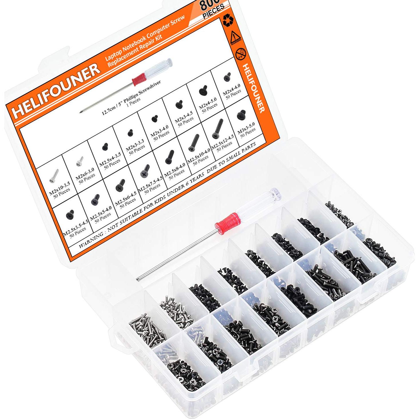 Kit de Tornillos de Reemplazo HELIFOUNER 800 Piezas para SSD y Electrónica
