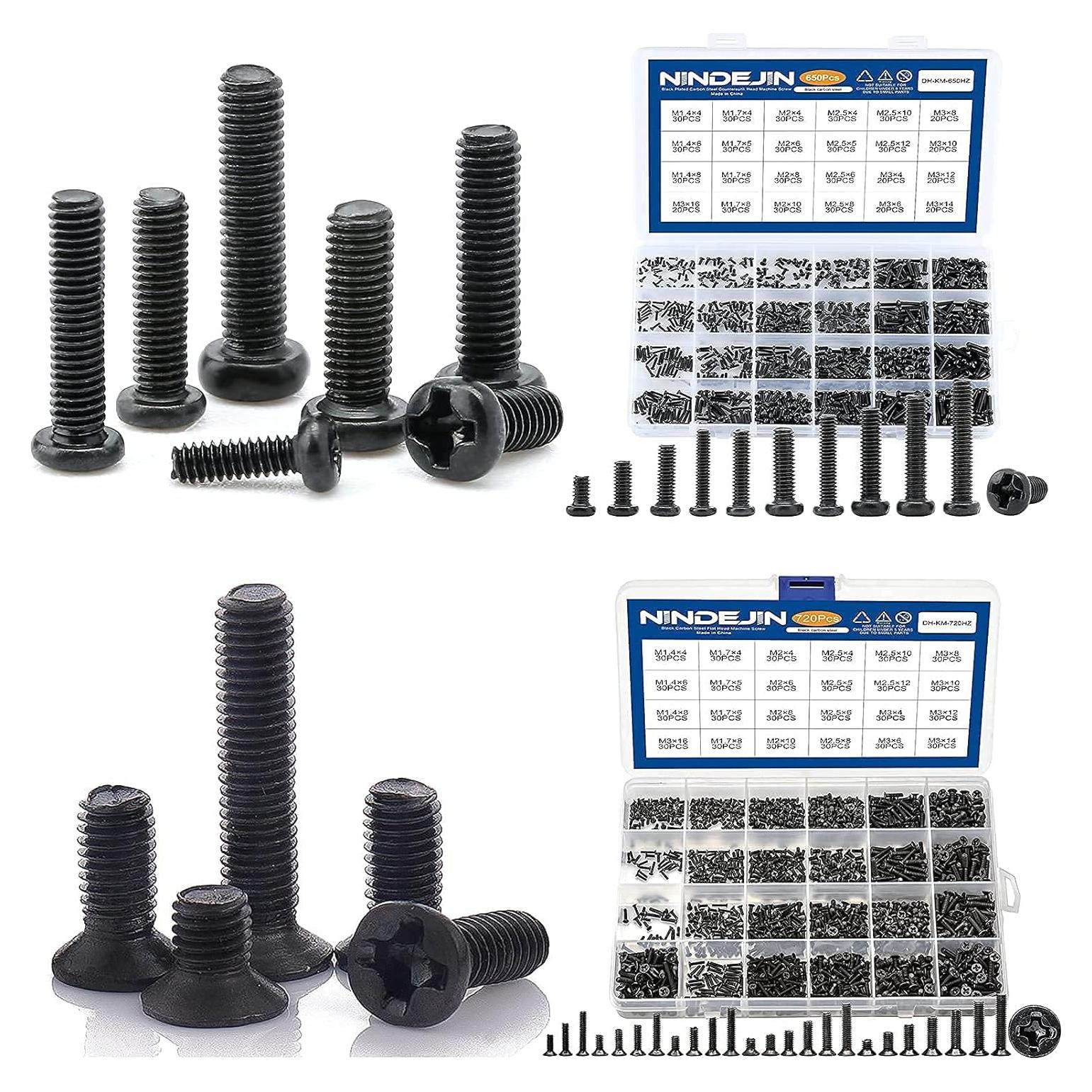 Kit de Tornillos para Laptop NINDEJIN 720 Piezas Cabeza Pan y Plana