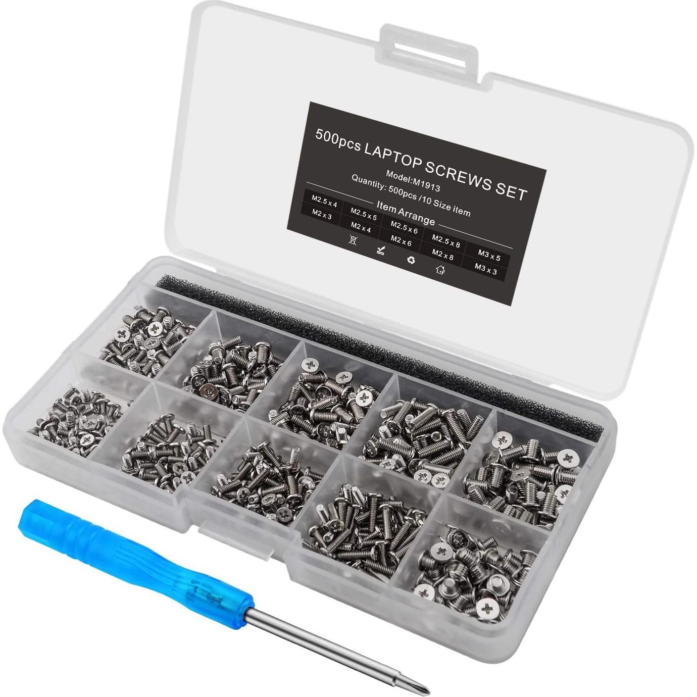 Kit de Tornillos para Laptop Mcsher 500 Piezas Phillips