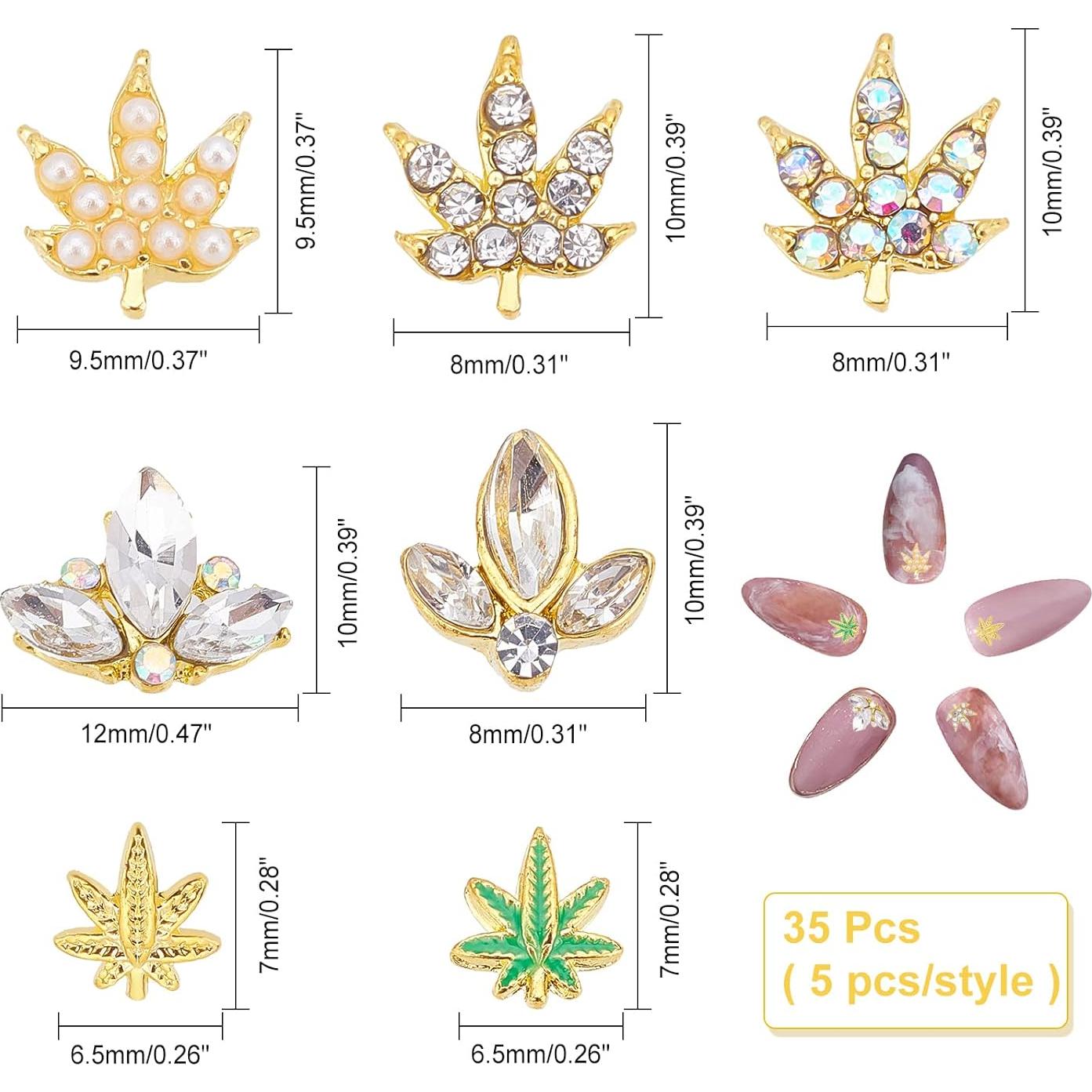 35 Piezas Accesorios para Uñas Arricraft - Rhinestones Hoja de Arce