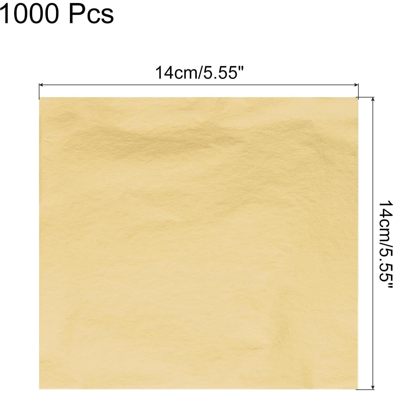 Hojas de Foil de Oro Imitación MECCANIXITY 1000 Pcs 14x14cm