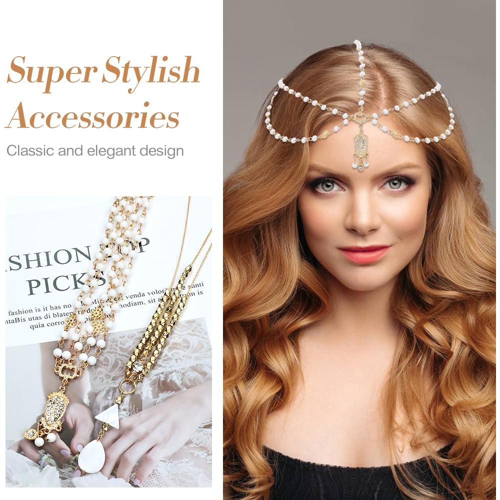 Cadenas de Cabeza Doradas Dizila - 8 Piezas Boho con Strass