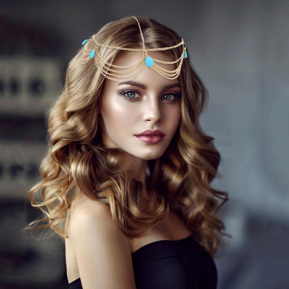 Cadenas de Cabeza Doradas Dizila - 8 Piezas Boho con Strass