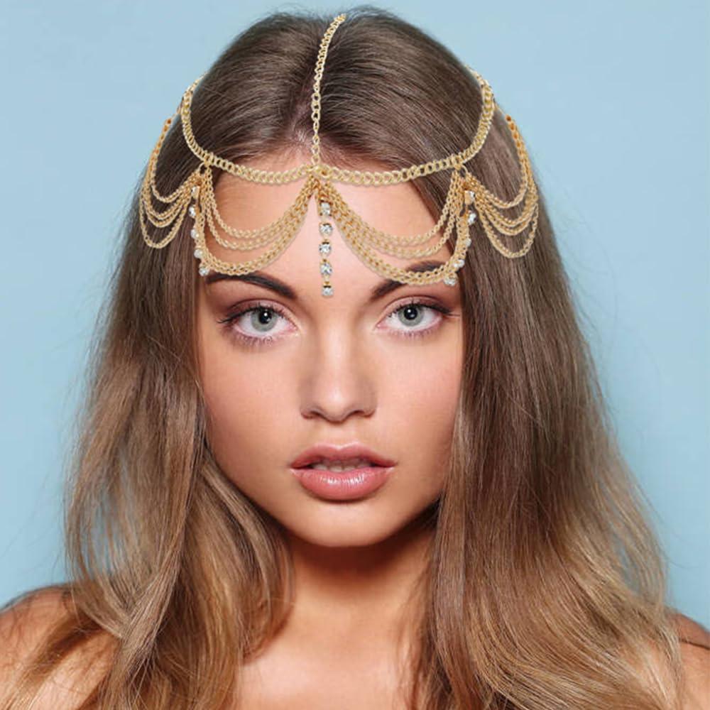 Cadenas de Cabeza Doradas Dizila - 8 Piezas Boho con Strass