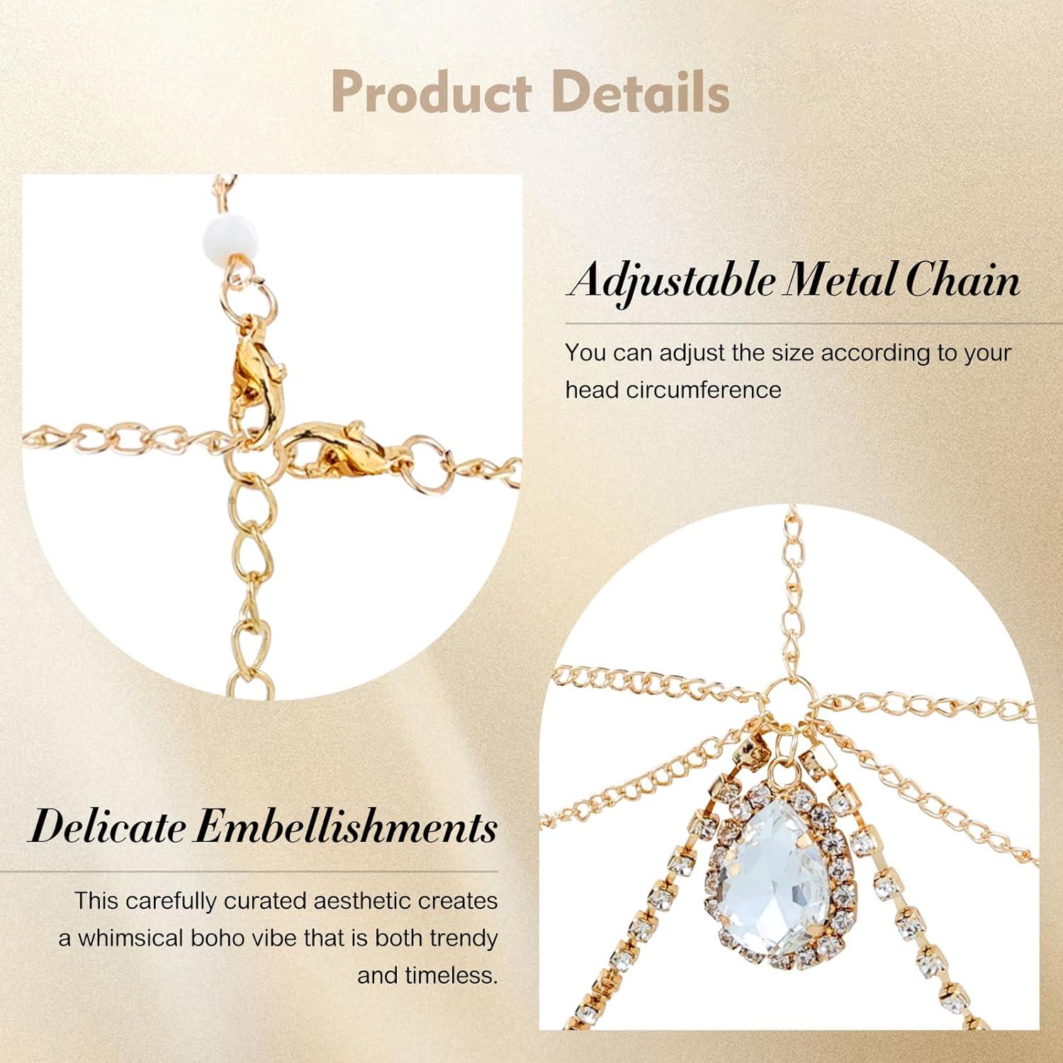 Cadenas de Cabeza Doradas Dizila - 8 Piezas Boho con Strass