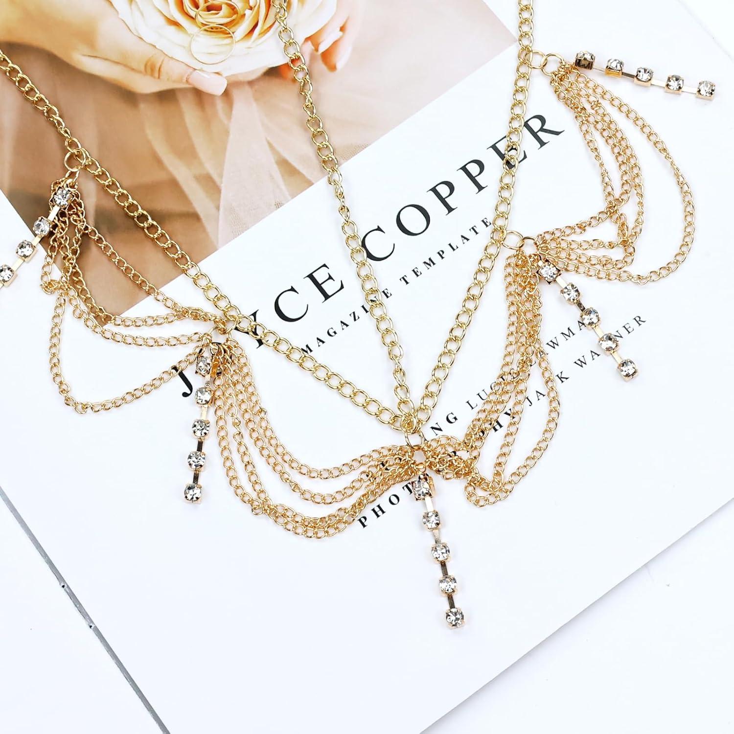 Cadenas de Cabeza Doradas Dizila - 8 Piezas Boho con Strass