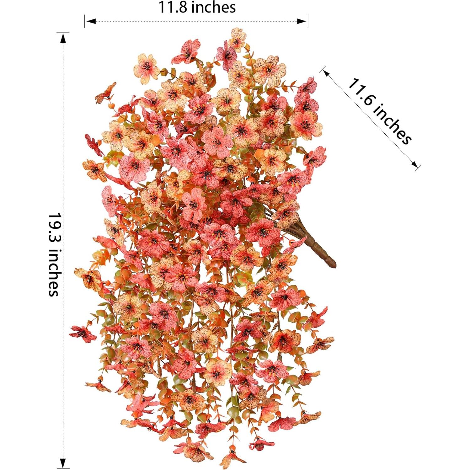 Flores Artificiales HyeFlora Otoño 2Pcs Naranja Amarillo 33cm