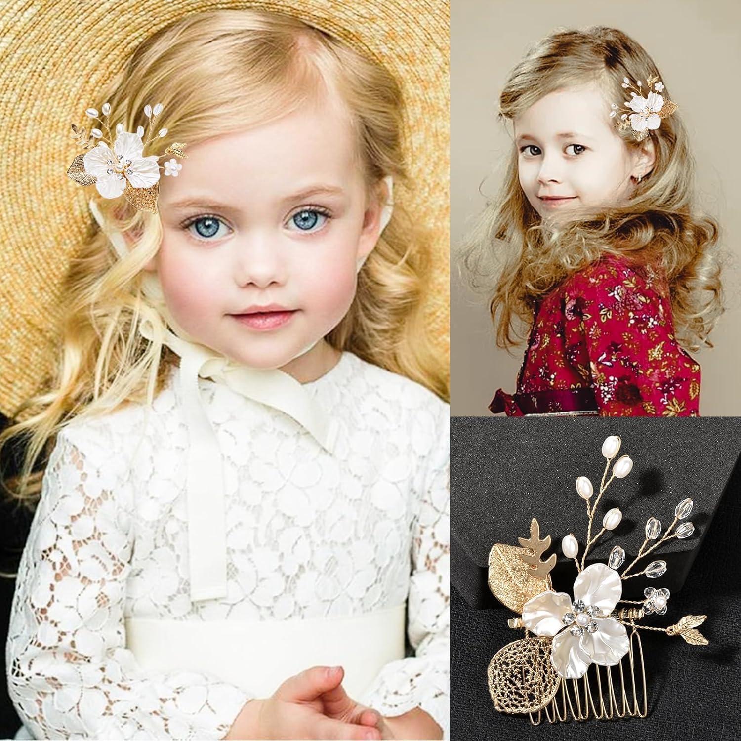 3 Horquillas de Boda Doradas con Perlas y Cristales SHEHARUHI