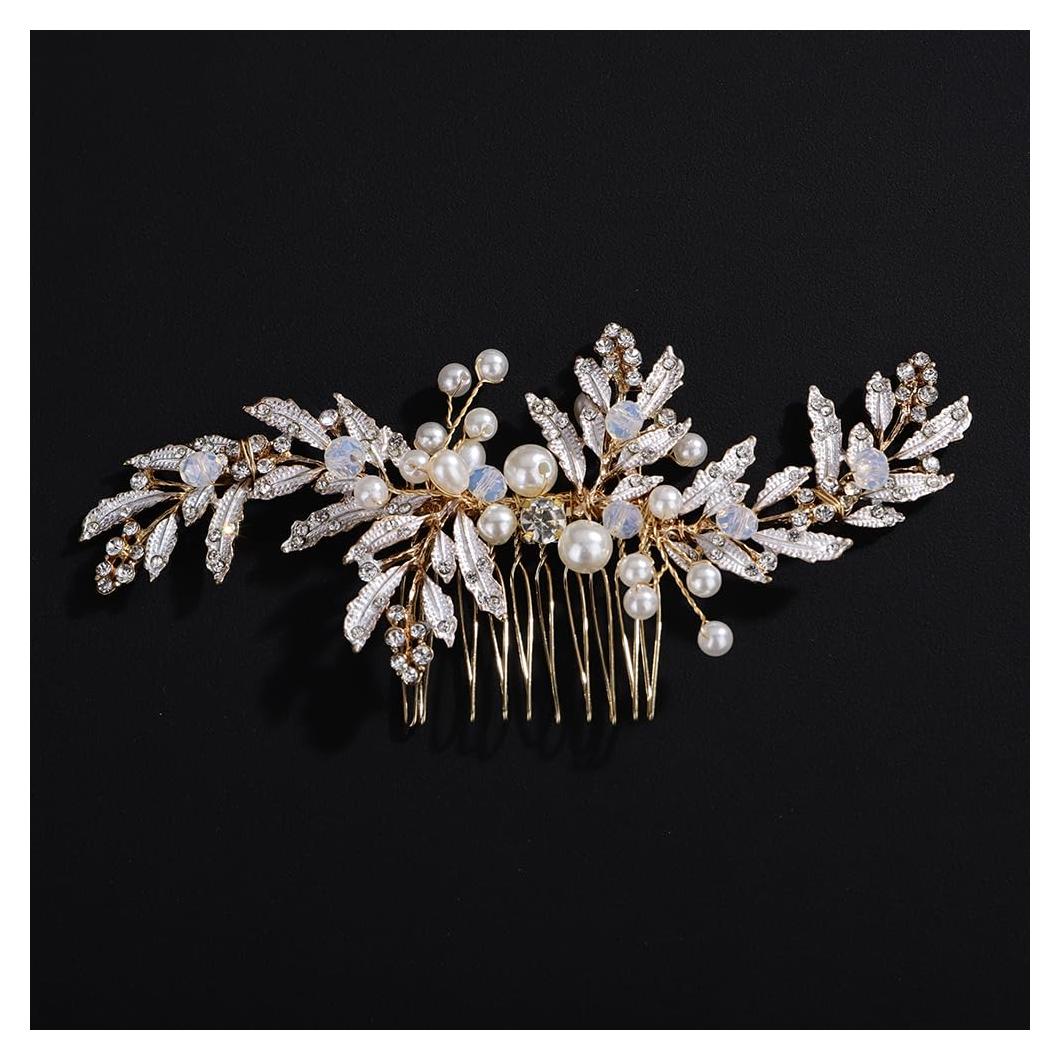 Peina de Novia Wekicici con Perlas y Rhinestones 13x6cm