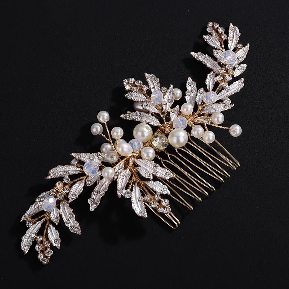 Peina de Novia Wekicici con Perlas y Rhinestones 13x6cm