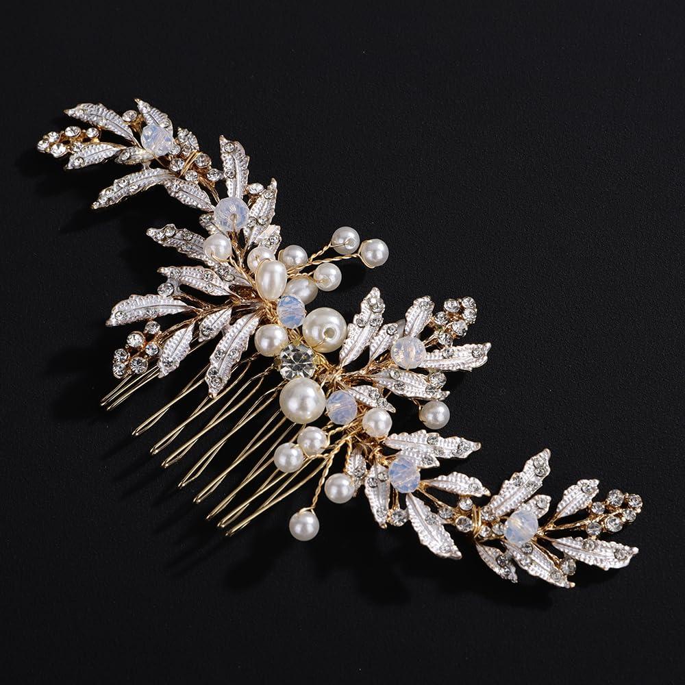 Peina de Novia Wekicici con Perlas y Rhinestones 13x6cm