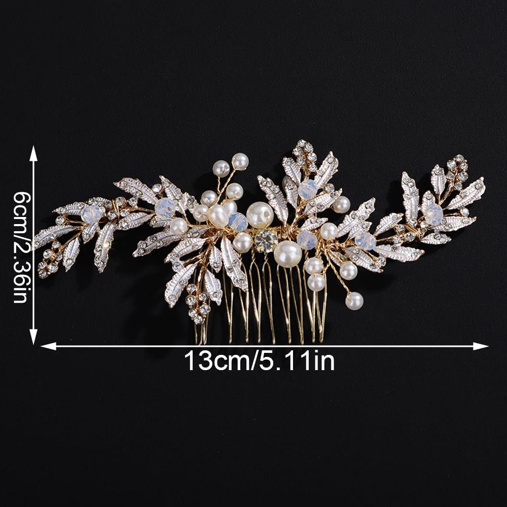 Peina de Novia Wekicici con Perlas y Rhinestones 13x6cm