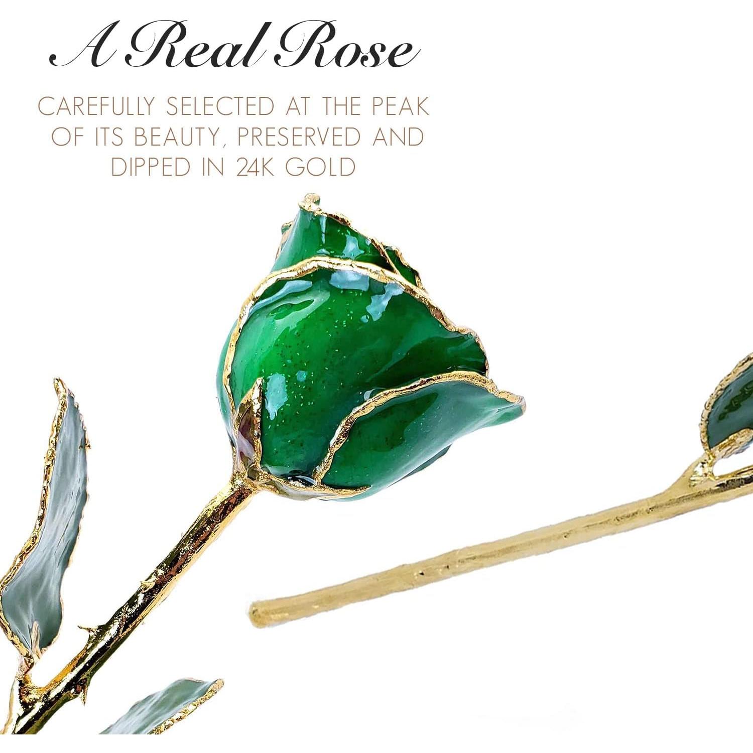 Rosa Eterna de Oro 24K - Esmeralda de Mayo en Caja de Regalo