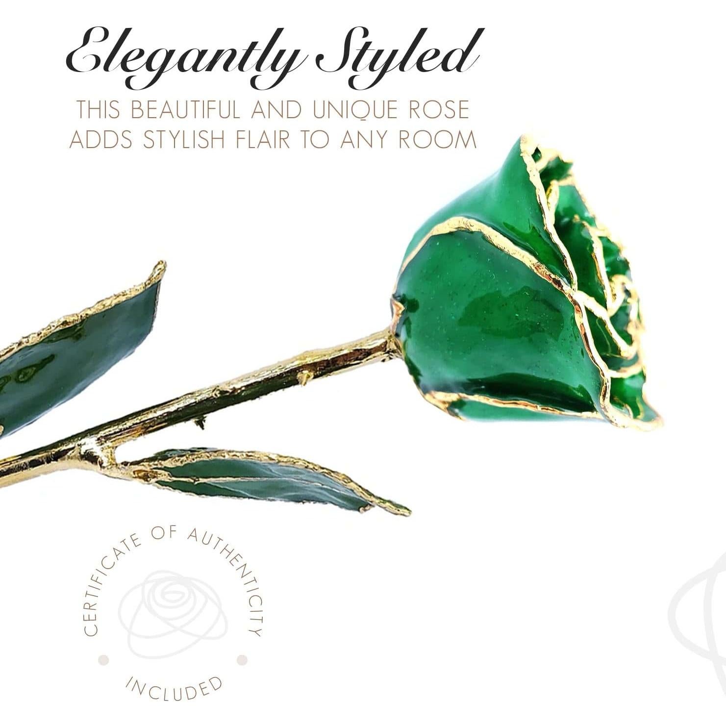 Rosa Eterna de Oro 24K - Esmeralda de Mayo en Caja de Regalo