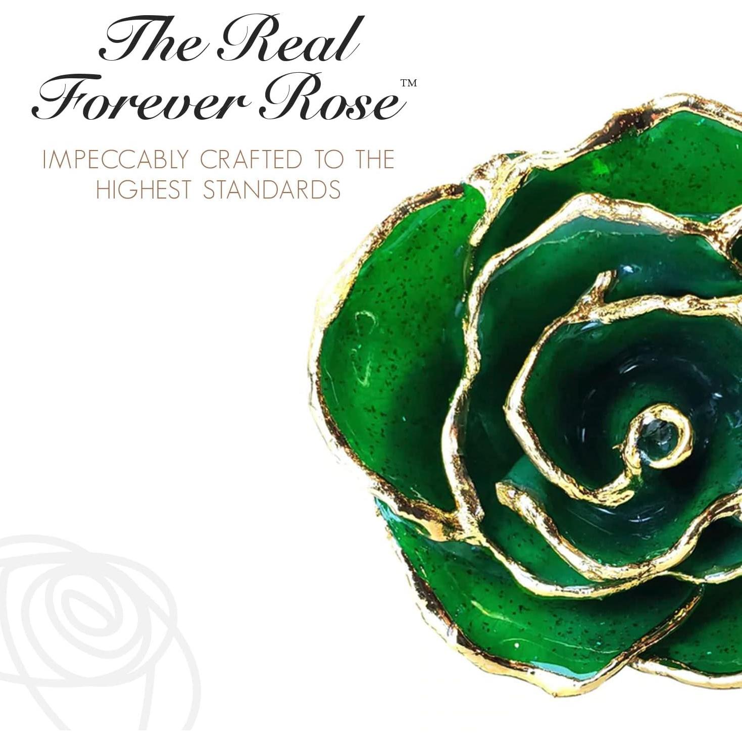 Rosa Eterna de Oro 24K - Esmeralda de Mayo en Caja de Regalo