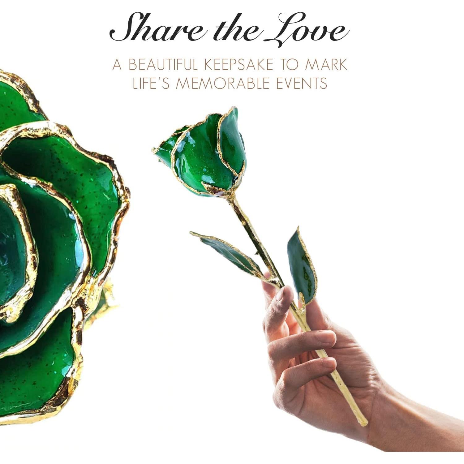 Rosa Eterna de Oro 24K - Esmeralda de Mayo en Caja de Regalo