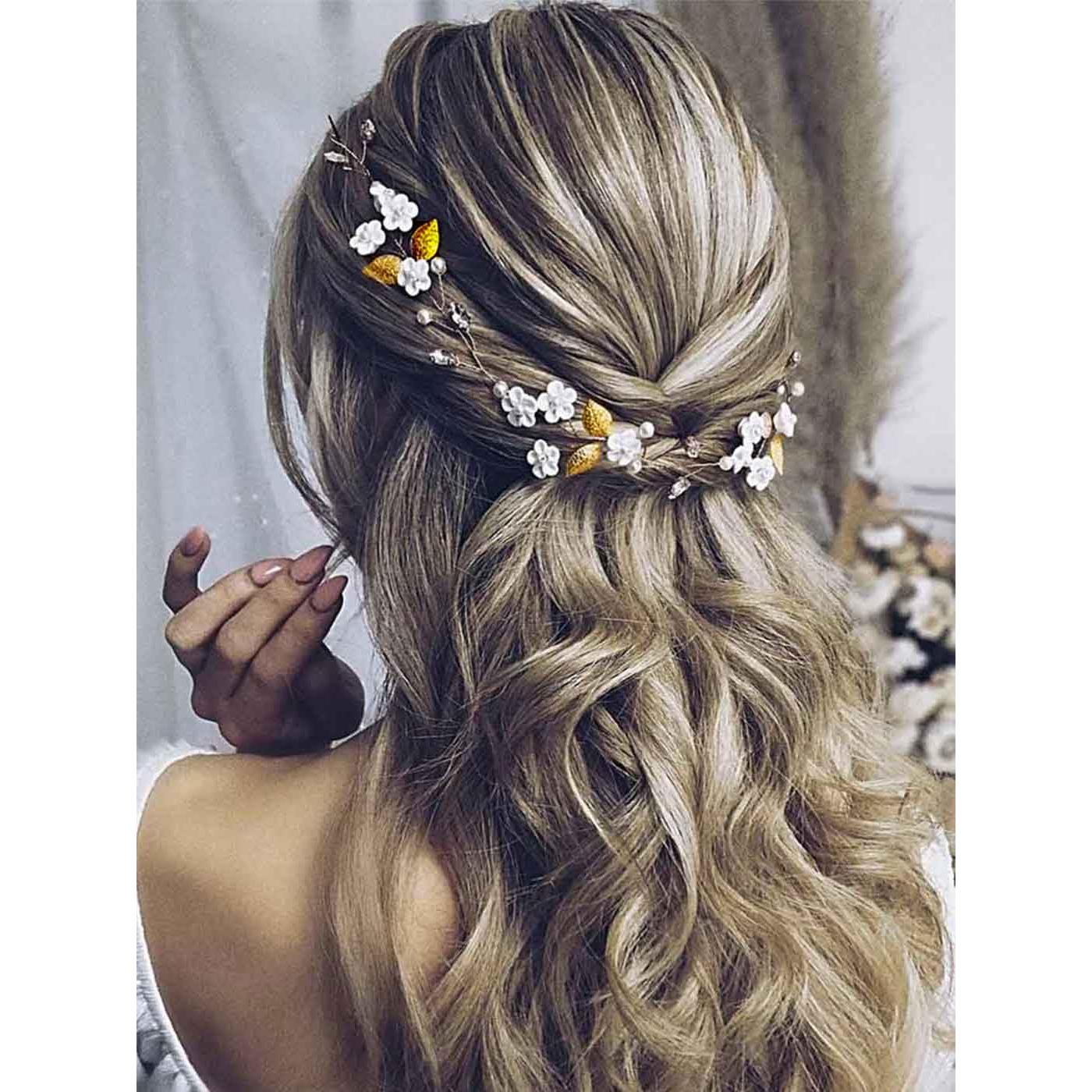 Diadema de Flores Dorada ASOOLL para Novias y Damas de Honor