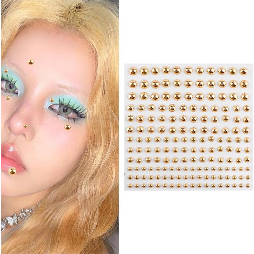 Calcomanías Falsas de Piercing Labial QUUPY - 2 Hojas Doradas