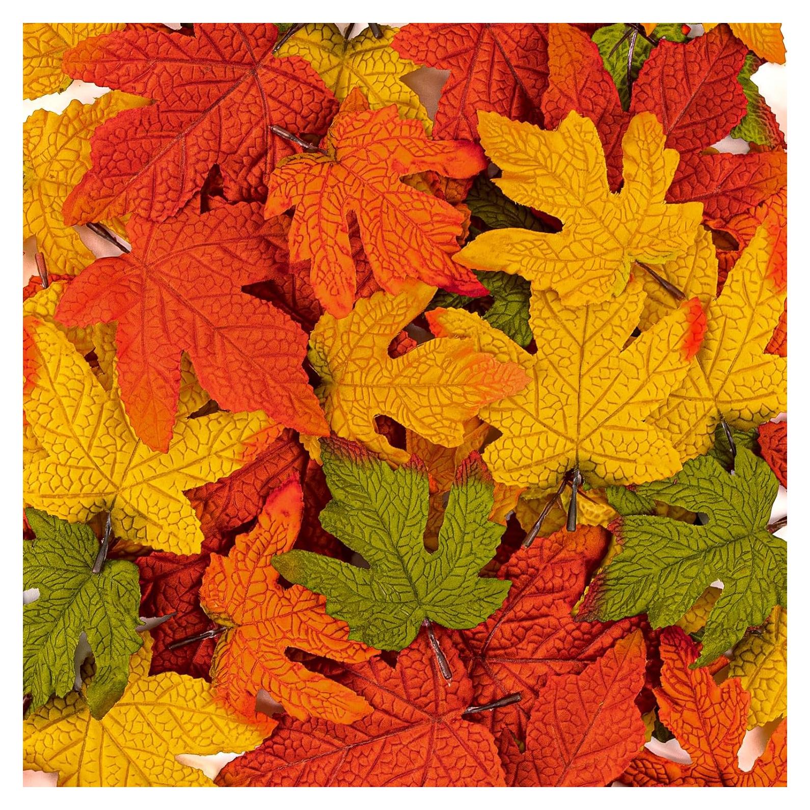 Moon Boat 59PCS Hojas de Arce Artificiales Grandes Otoño