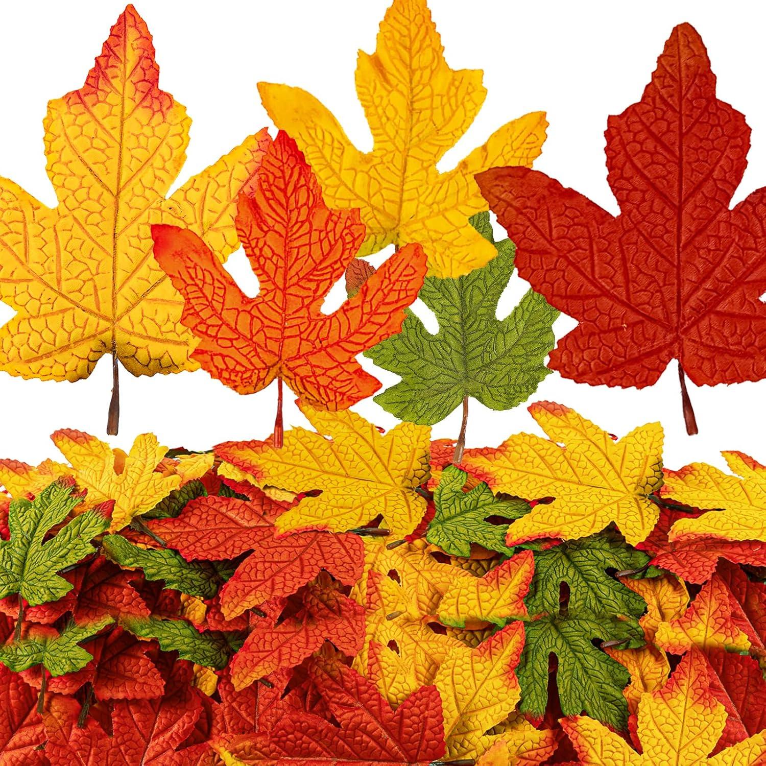 Moon Boat 59PCS Hojas de Arce Artificiales Grandes Otoño