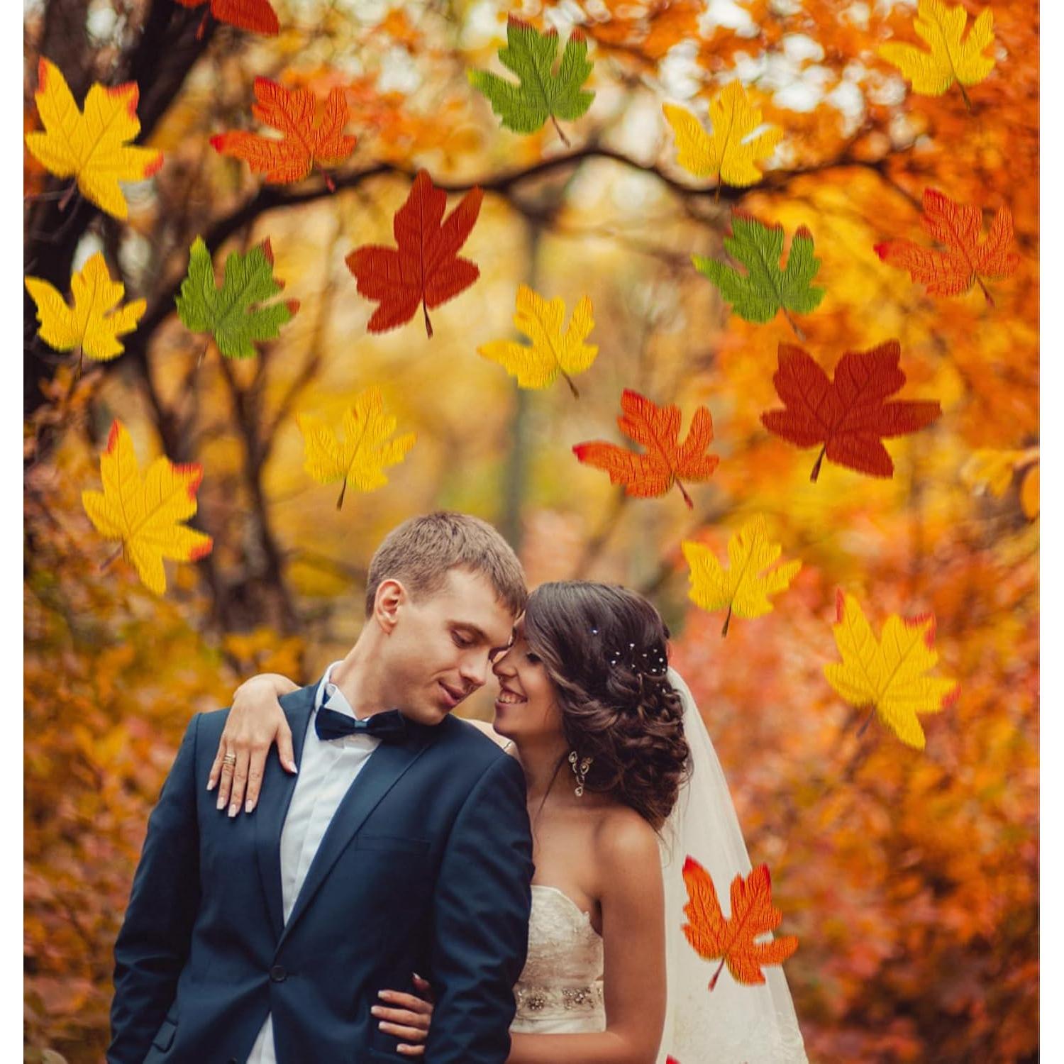 Moon Boat 59PCS Hojas de Arce Artificiales Grandes Otoño