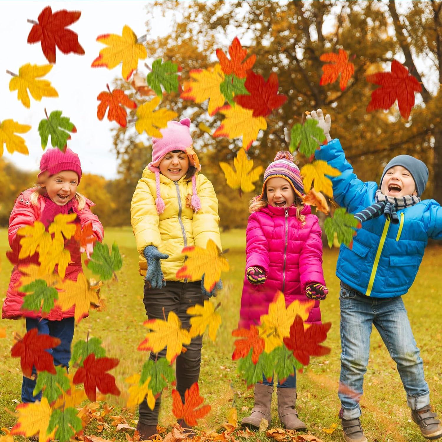 Moon Boat 59PCS Hojas de Arce Artificiales Grandes Otoño