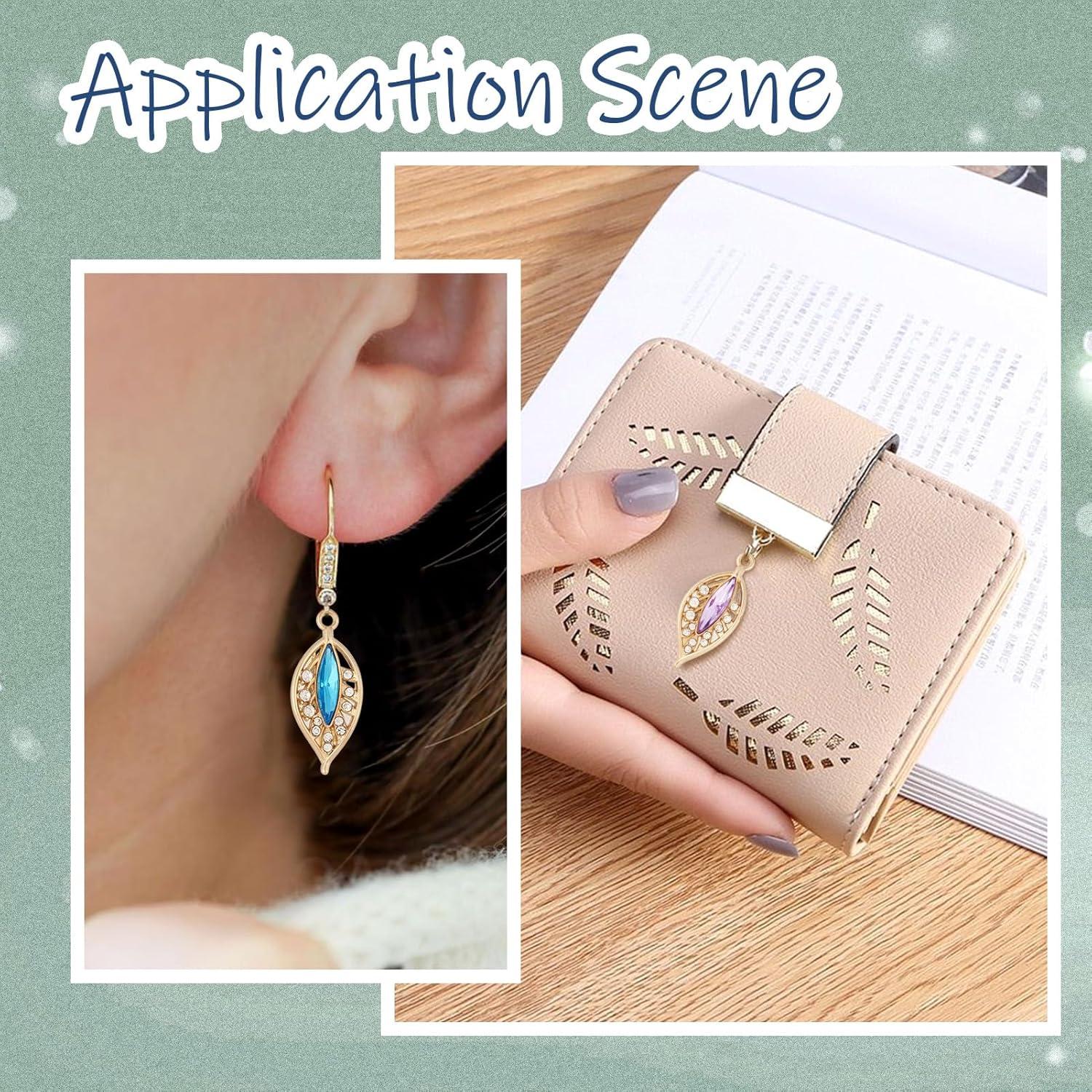 Encantos de Hoja de Rhinestone Coloridos 24 Piezas 13x31mm