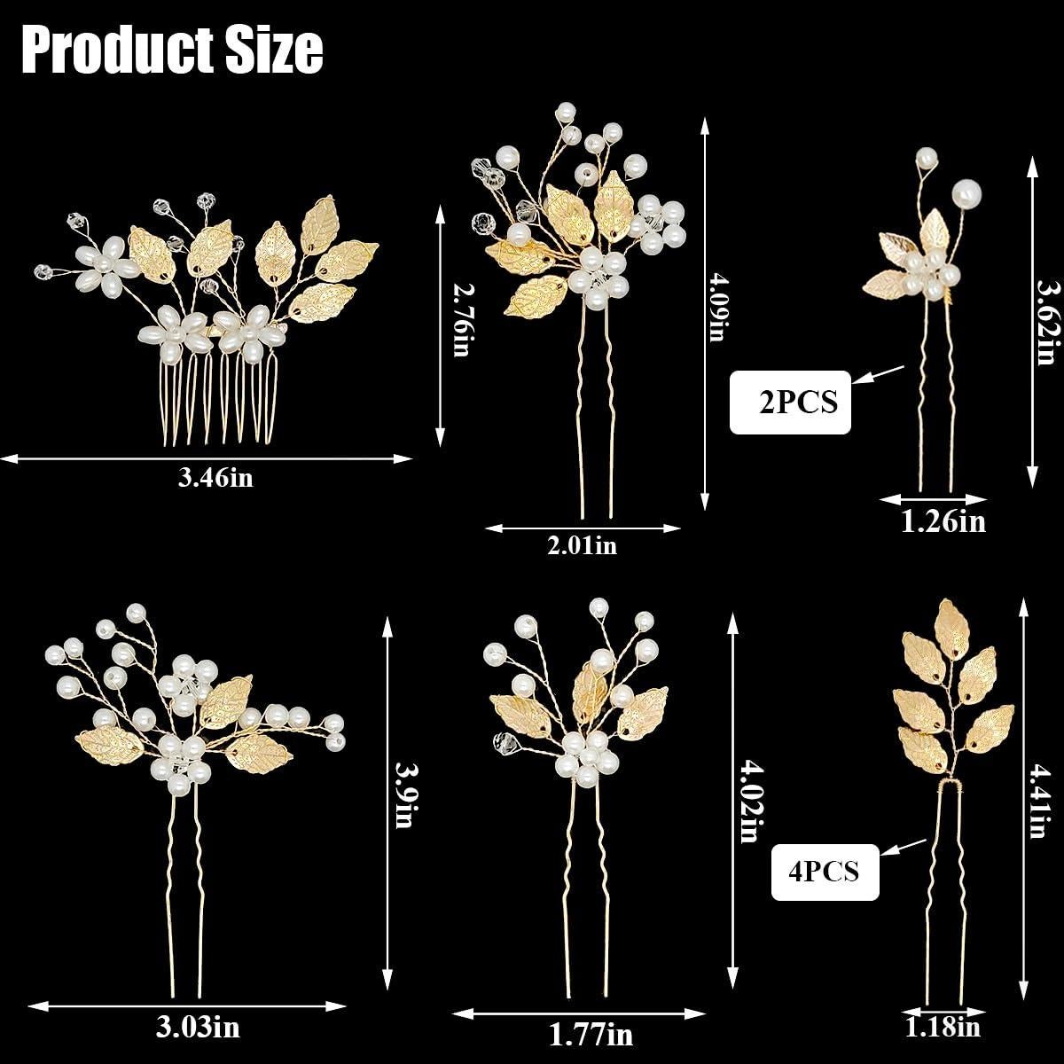 10 Horquillas de Novia Doradas BOYIVI con Perlas y Rhinestones