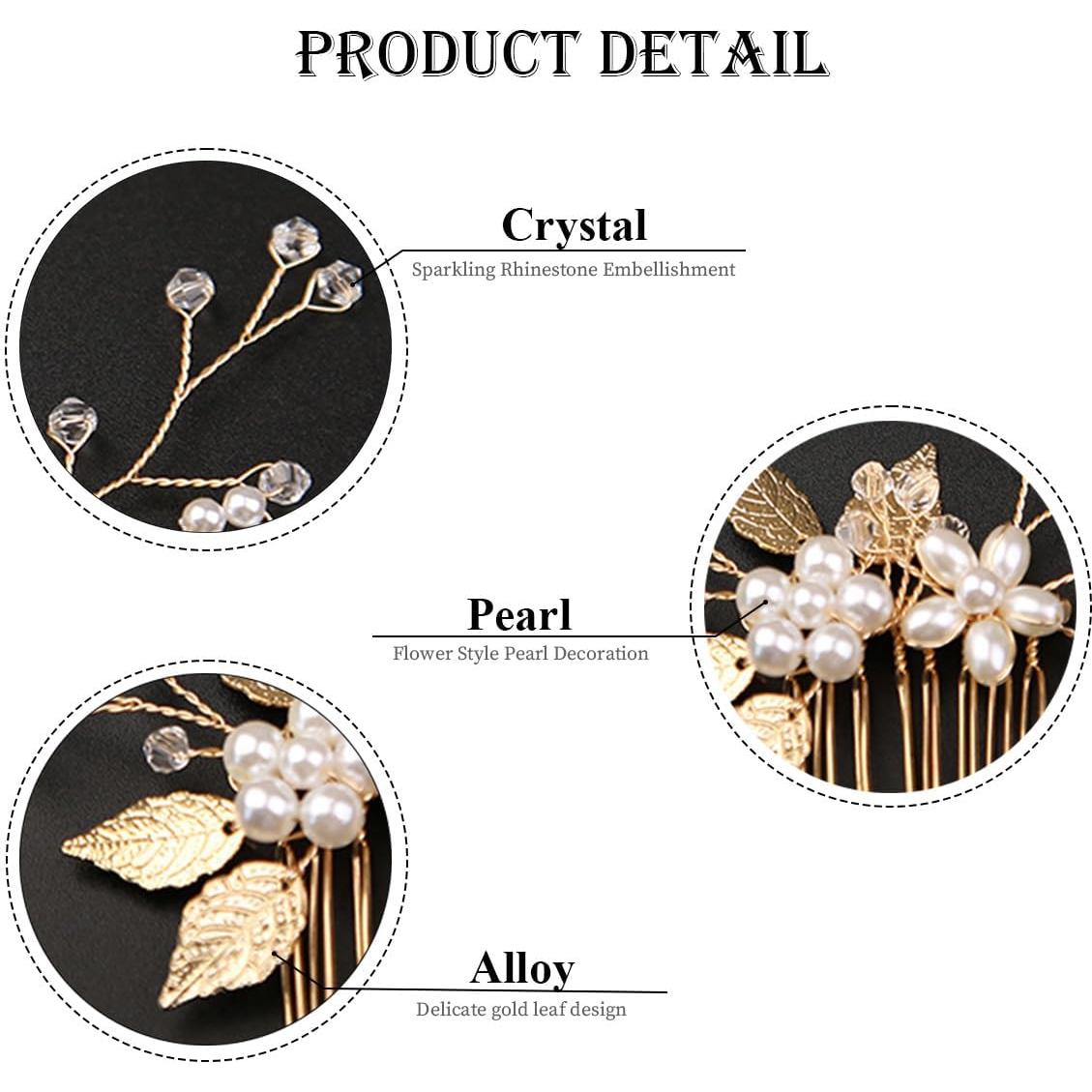 10 Horquillas de Novia Doradas BOYIVI con Perlas y Rhinestones