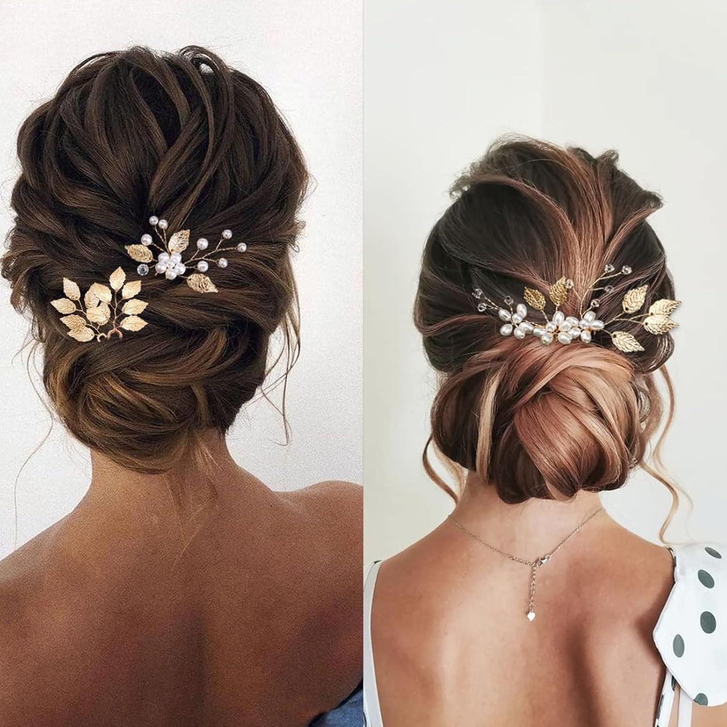 5 Accesorios de Cabello de Novia REDANHA - Horquillas y Peine Dorado