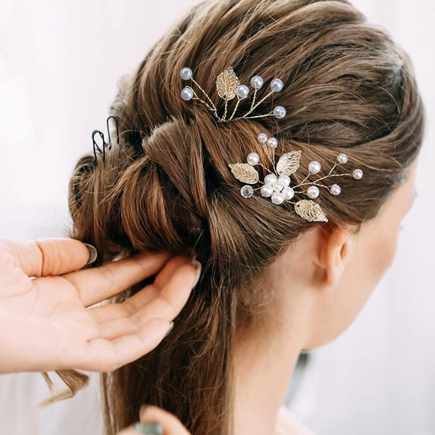 5 Accesorios de Cabello de Novia REDANHA - Horquillas y Peine Dorado