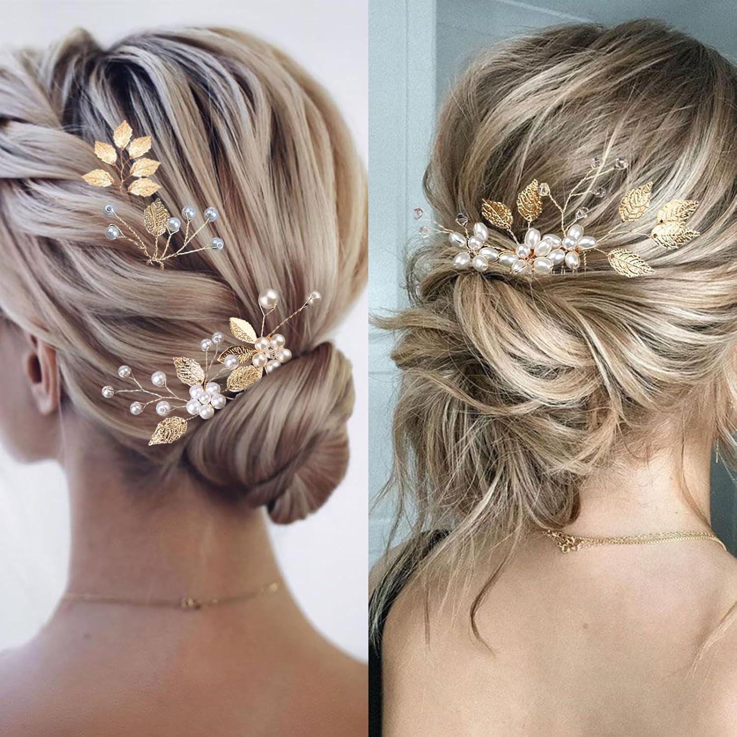 5 Accesorios de Cabello de Novia REDANHA - Horquillas y Peine Dorado
