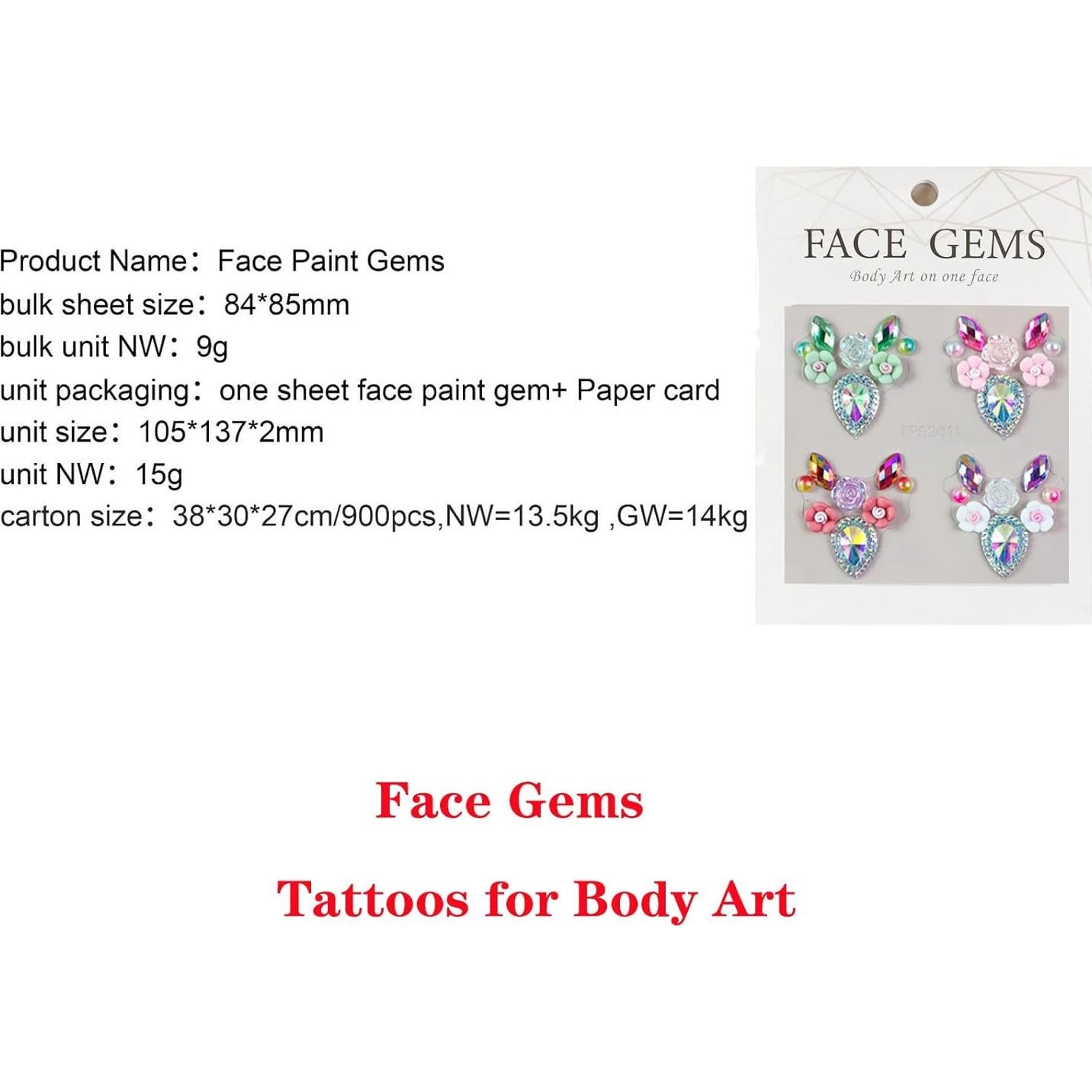 Calcomanías Faciales Rhinestone Ceresa - 2 Hojas Autoadhesivas