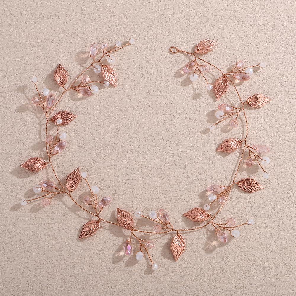 Diadema de Novia Vintage Oro Rosa Lenjicons con Rhinestones